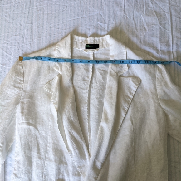 BENETTON White Linen Double Breasted Blazer - Picture 11 of 12